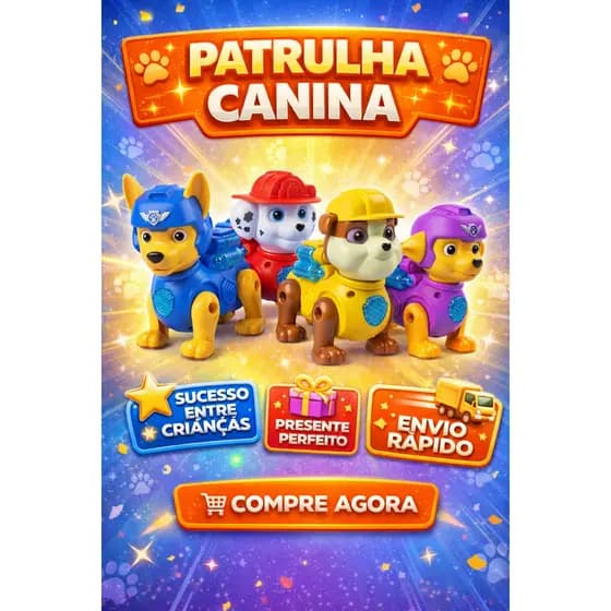 Cachorro Patrulha Canina Brinquedo Educacional Robô Infantil Movimento Presente Luzes Sons Cores Decorativo