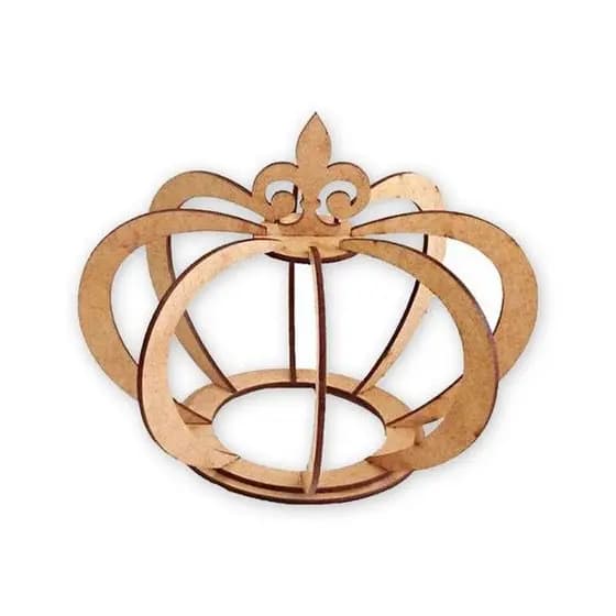 Coroa 3D M Realeza/Rei Festas Em MDF Cru Corte Laser UD
