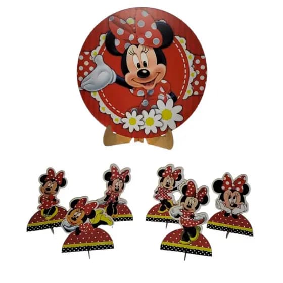 Kit Painel + Totens em MDF adesivado para mesa de festa, Temas: Patrulha canina, Lilo Stich...