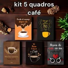 Conjunto 5 Quadros decoração café, MDF corte a laser, adesiva do, área do café