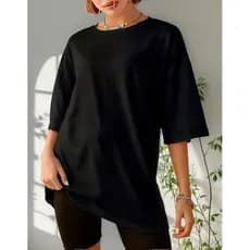 Camiseta Lisa Feminina Larga Oversized Sem Estampa