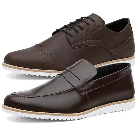 Sapato social masculino oxford kit com 2 pares com e sem cadarço