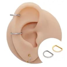 Piercing Titânio G23 Rook Conch Nariz Meia Argola Titânio Pvd Segmento Articulado Zircônia