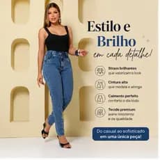 Calça Weed Leg Com Brilho 100% Jeans