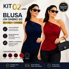 Kit 02 Blusas Feminina Um Ombro Só Mula Manca Assimétrica Elegante Zero Transparencia