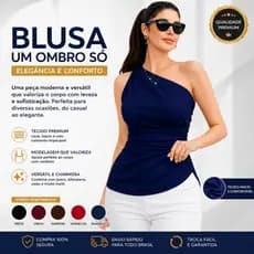 Blusa Feminina Um Ombro Só Mula Manca Assimétrica Elegante de Alta Qualidade Moda para Festa Casual