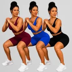 Kit 03 Conjuntos Feminino Fitness Short + Top Suplex Premium Alta Compressão Cós Alto