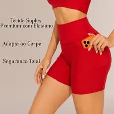 Short Feminino Fitness para Academia Bolso Duplo Cintura Alta Corrida exercício físico Caminhada.