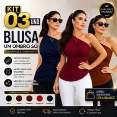 Kit 03 Blusas Feminina Elegante de Um Ombro Só Mula Manca Assimétrica Estilosa Casual✨