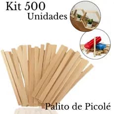 Kit 500 Unidades Palito de Picolé Madeira Ponta Quadrada Artesanato