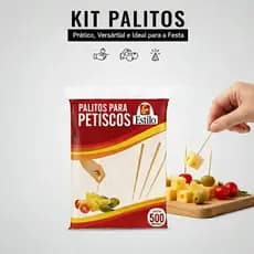 Kit 500 a 2000 Unidades Palitos de Madeira Para Petiscos Festa Descartável