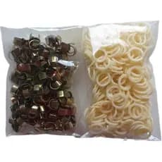 Elásticos 250 unidades e Anilha 250 unidades para artesanatos e laços