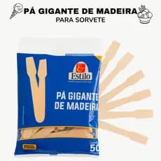 Kit Pá de Madeira Gigante Descartável Sorvete Açaí Festa Sobremesa