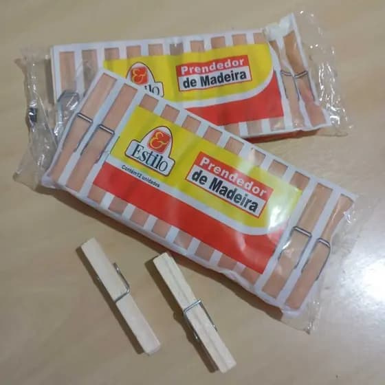 Kit 60 unidades prendedor de roupa reforçado em Madeira