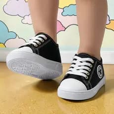 Tênis Infantil Casual Sapatênis Criança Modelo Unissex Preto Menino Menina Casual Escolar Promoção