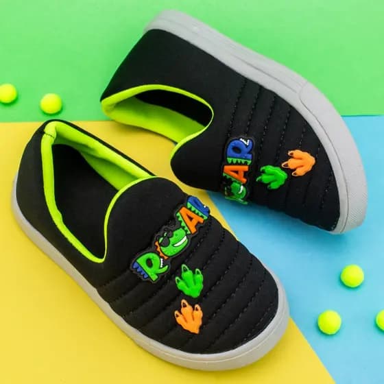 Tênis Infantil Menino Calce Fácil Dino Confortável Macio Escolar Básico Casual Antiderrapante