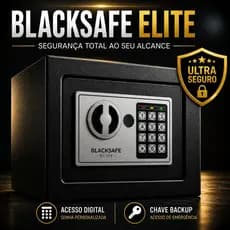 Cofre Digital com Senha BlackSafe Elite + Chave Backup | Cofre Seguro Residencial Antirroubo e Compacto