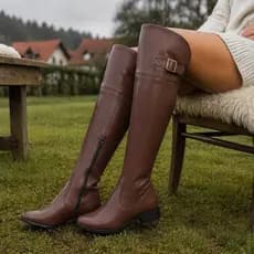 Bota Over The Knee Bico Fino Feminina Cano Alto Longo Montaria Inverno Acima Do Joelho Salto Grosso