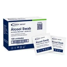 200 Lenços Umedecidos Alc. Swab 70°  Dupla Camada Labor