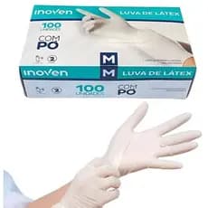 100 Luvas Latex Profissional com Pó Inoven - Tamanho PP ou M