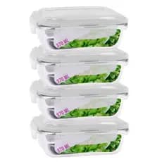 4 Potes Vidro Hermético Trava 370ml Marmita