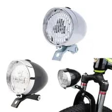 Lanterna Clássica Retrô para Bicicleta com 3 LEDs, Farol Frontal Brilhante para Ciclismo Noturno, Lâmpada de Segurança c
