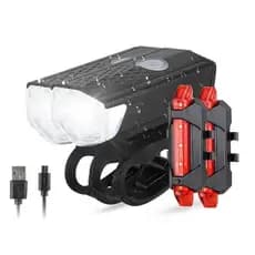 Lanterna para Bicicleta MTB Recarregável por USB, à Prova d'Água, Luz Frontal e Traseira, Acessórios de Segurança para C