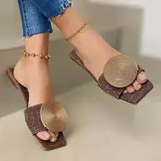 Sandálias Planas Femininas 2023 Summer New European and American Roman Open Toe Beach Shoes