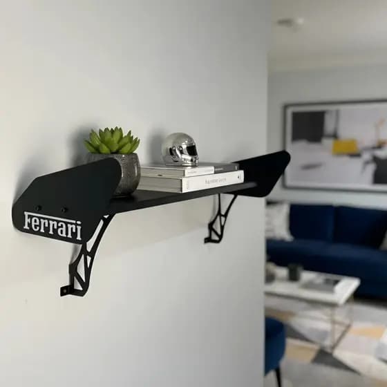 Prateleira Industrial Estante Suporte De Parede Aerofolio Porsche Rack Organizadora Decoração Preto