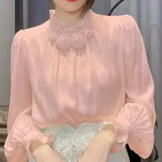 Chique Francês Retro Largo Solto Blusa De Chiffon Com Impressão Para Mulheres Moda Emagrecimento Casual Roupas De Trabal