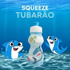 Kit com 10 Garrafas Squeeze Infantil 200ml TUBARÃO