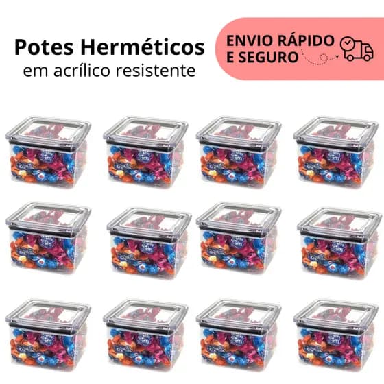 POTE HERMÉTICO 480ML EM ACRÍLICO RESISTENTE EMPILHÁVEL COM BORRACHA DE VEDAÇÃO PRETA
