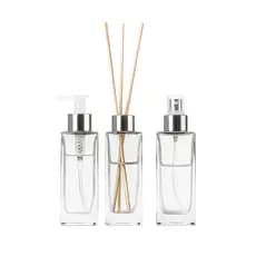 Kit Lavabo + Home Spray Banheiro Saboneteira, Difusor e Home spray - Square 150ml - 4 Cores Luxo