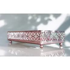 Bandeja para Lavabo Retangular Rosê Gold com Espelho 16x8x4