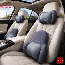 Kit Apoio de Cabeça e Lombar para Carro Conjunto Ergonômico Memory Foam Conforto Completo Assento Automotivo SUV Sedan