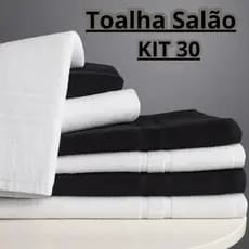 Kit 30 Peças Toalha Salão De Beleza Manicure Pedicure Estetica Preto Branco Alta Absorção Algodão Premium