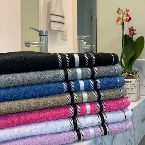 Kit 10 Toalha De Rosto 40x70cm Algodão Felpuda E Bordada Premium Lavabo