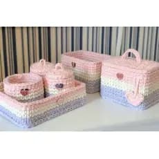 kit higiene bebê personalizado croche em fio de malha - 6 peças-quarto de bebe