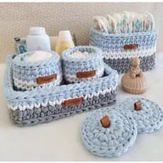 kit higiene bebê personalizado crochê em fio de malha 4 peças-quarto de bebê.