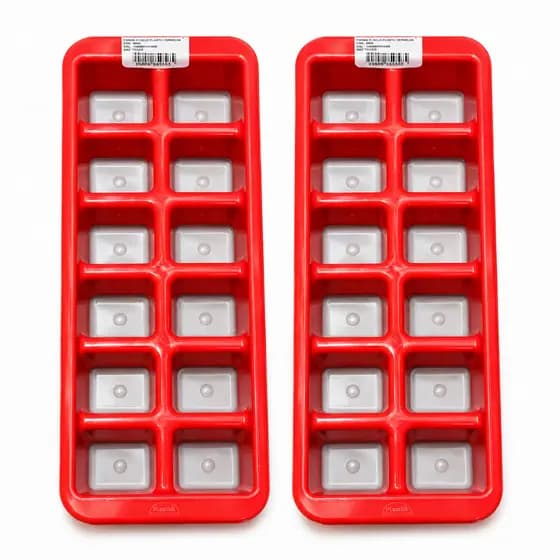 Kit 2 Formas De Gelo C/ Fundo De Borracha 12 Cubos Flexível Plasútil