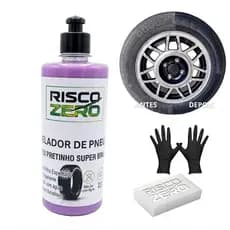 Pretinho De Pneu Super Brilho Não Sai Com Agua Limpa Pneu Brilho Molhado Estética Automotiva