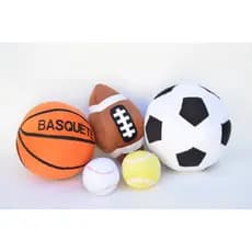 Kit Bolas De Pelúcia 5 Peças Futebol Basquete Futebol Americano Tênis Beisebol