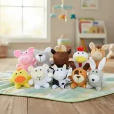 PELÚCIAS BICHINHOS DA FAZENDA BABY 10 ANIMAIS GALINHA PATO CACHORRO COELHO CACHORRO PORCO CAVALO VACA BOI OVELHA GATO
