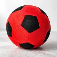 Bola De Pelúcia De Futebol Colorida Vermelho Com Preto 20cm De Altura