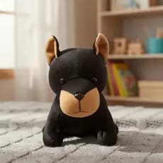 Cachorro Dobermann Preto De Pelúcia