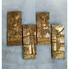 Quadro de Parede Casario M  De Ouro  4 Quadros Decorativos