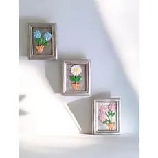 Kit Quadrinhos de Parede 3 Quadros Decorativos Banhado em Prata