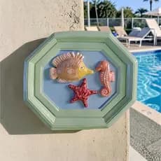 Quadrinho de Parede  de Peixes Decorativo Verde Claro Quadro parede Piscina