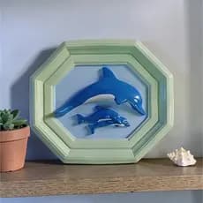 Quadrinho de Parede Golfinhos Verde Claro Quadros Decorativos Piscina