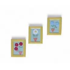 Kit Quadrinhos de Parede 3 Quadros Decorativo Amarelo